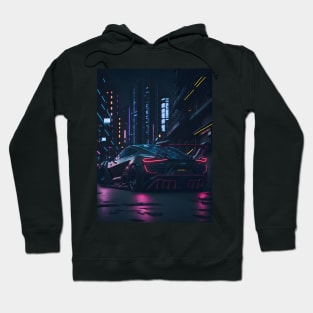 Dark Sports Car in Japanese City Hoodie